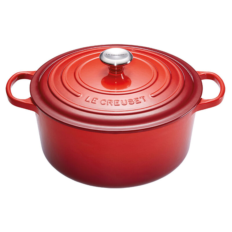 Le Creuset Signature Round Casserole 26 Stainless Steel Knob Cerise image number 0